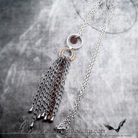 Art Deco Mixed Media Silver Copper Steel Tassel Necklace