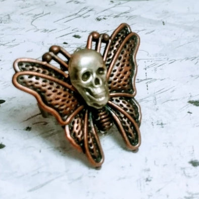 Deaths Head Adjustable Copper Ring