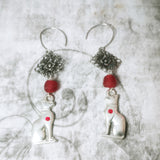 Egyptian Bast Red Heart Earrings