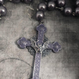 Extra Long Hand Painted Bat Cross Necklace