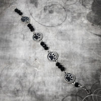 Paw Prints Bracelet  Black And Silver