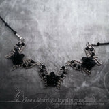 Black Rose Butterly Filigree Crystal Necklace - One Of A Kind