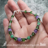 Purple And Green Jade Gemstone Crystal Bracelet