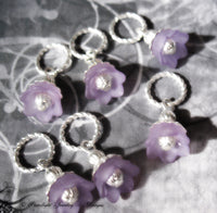 purple flower hair rings