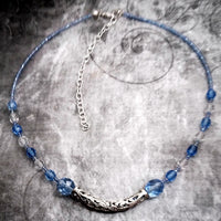 Neo Victorian Silver Bead Sapphire Blue Choker