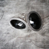 Gothic Black Gem Adjustable Ring