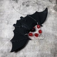 Handmade Bat Tree Ornament Black And Red