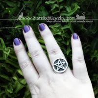 Simple Silver And Brass Pentacle Filigree Ring