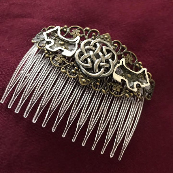 Handmade Celtic Scottie Dog Hair Comb Or Barrette