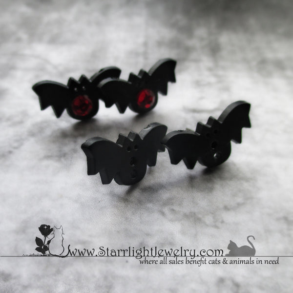 Bitty Black Bat Steel Post Earrings
