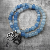 Paw Print Blue Glass Stretch Bracelet