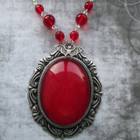 Gothic red bat necklace